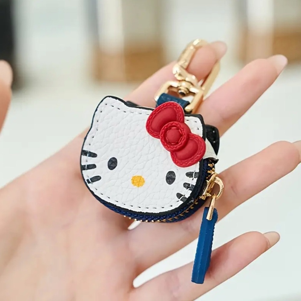 Hello Kitty Purse Bag Charm Keychain Sanrio Kawaii Coin AirTag AirPods - Picture 2 of 6